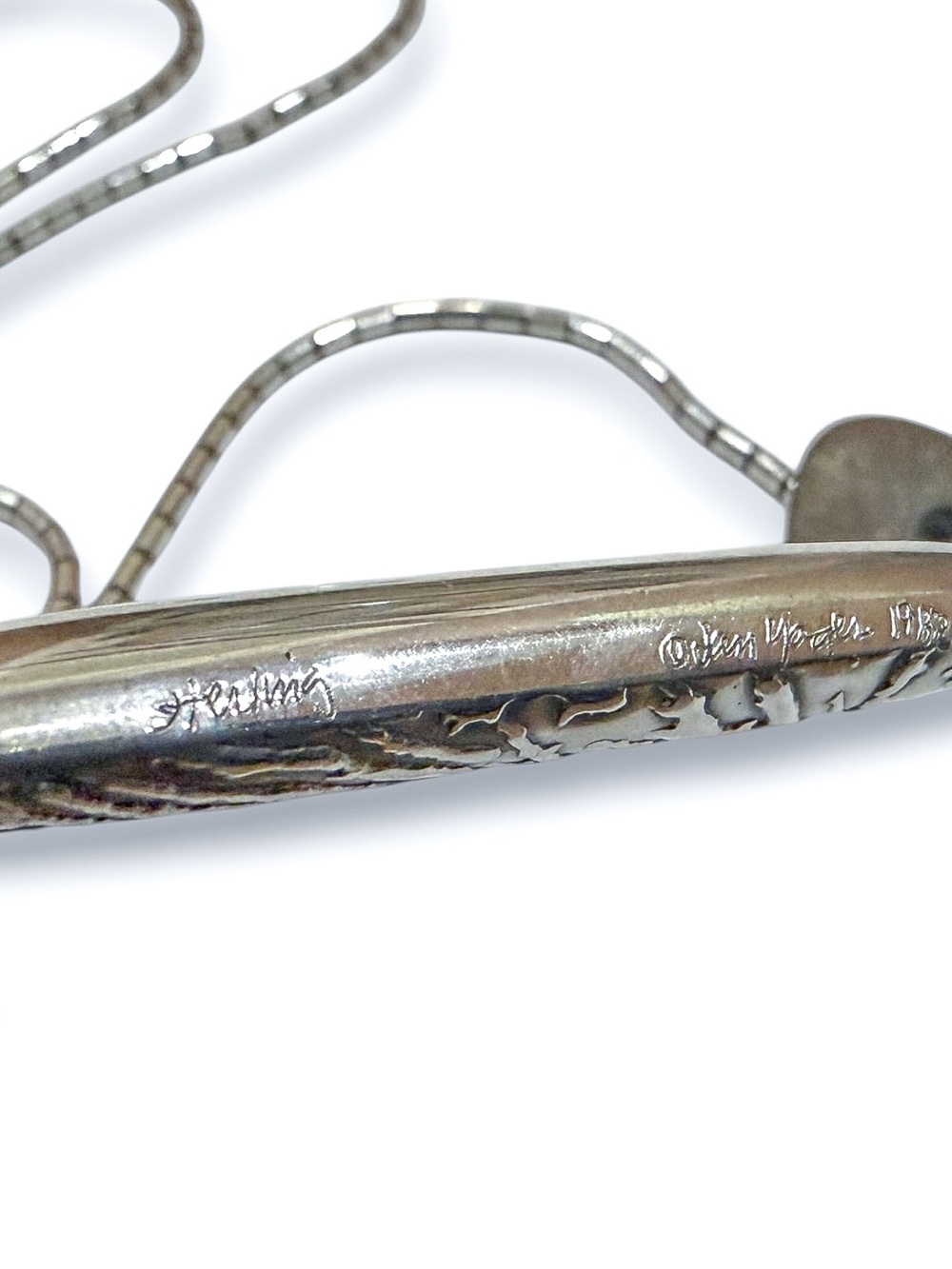 Jan Yager Unique Sterling Modernist Pillow Style Necklace with Stone Accent - Picture 15 of 16